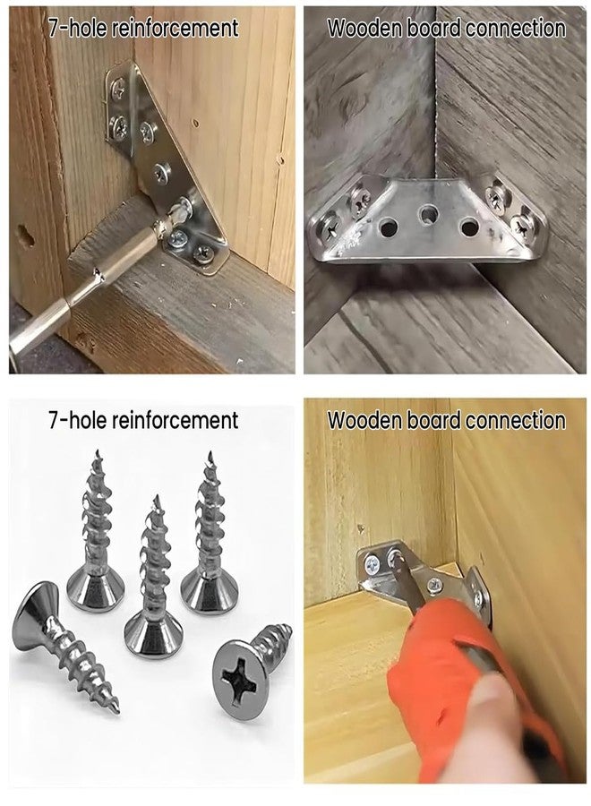 Serplex® 20Pcs Shelf Brackets with 120pcs Screws Multi Hole Brackets Stainless Steel Furniture Corner Connectors 1.1MM Thickening Heavy-Duty Triangle Brackets for Connecting, Wall Mounting - Image 4